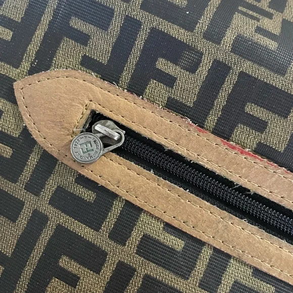 Vintage FENDI Zucca Large Document Hand Bag Pouch Canvas Leather Brown - Picture 15 of 15